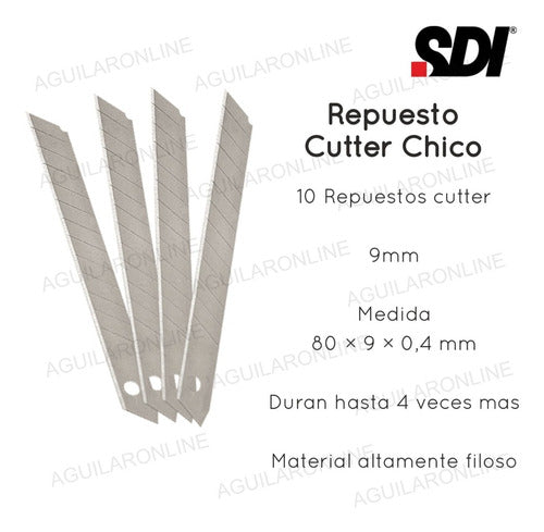 Pack of 10 SDI Cutter Blade Replacement 9mm Small Cutting 1