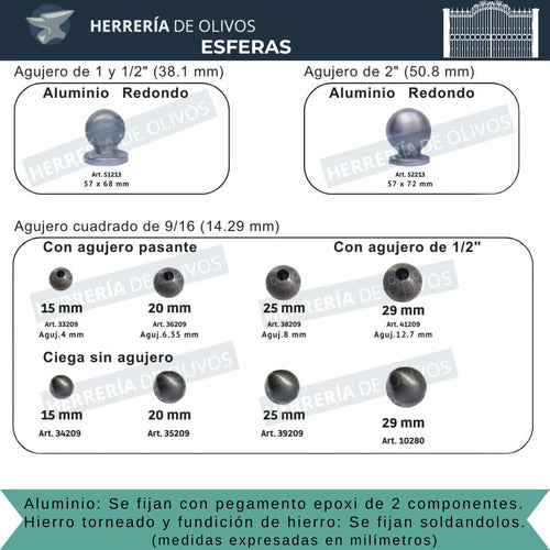 Herrería De Olivos Aluminum Ball Sphere with Spike - Pack of 1 Unit 7