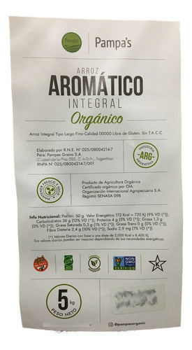 Arroz Aromático Integral Orgánico Pampa Rice 5kg 0