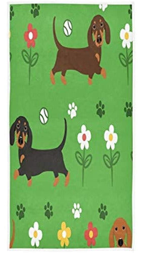 QUGRL Cute Dachshund Cocina Toallas De Mano Perros Toalla De Baño 0