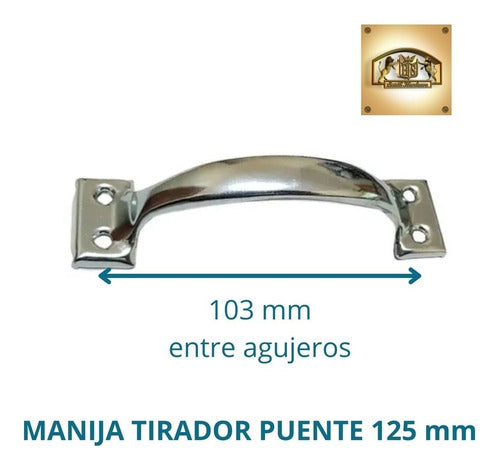 Manijas Puente Tirador Cajón Mueble 125mm Chapa Zinc. X 12 1