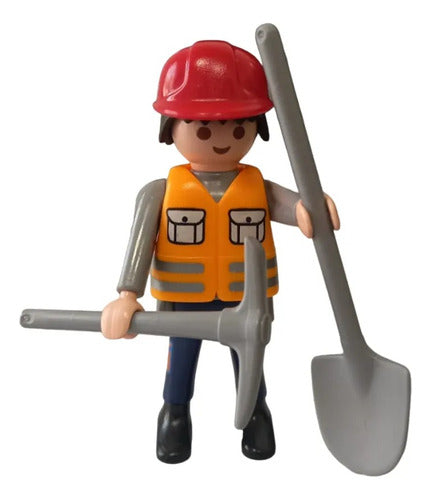 Playmobil Construction Figure with Helmet, Shovel, and Pickaxe 2016 Febo 0