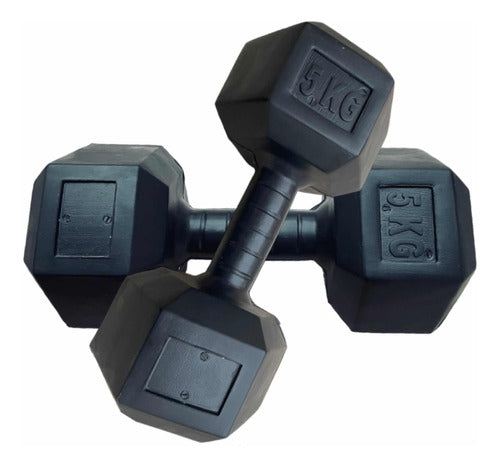 Neimai Sports Hexagonal PVC Dumbbell Set 5 Kg Each 1