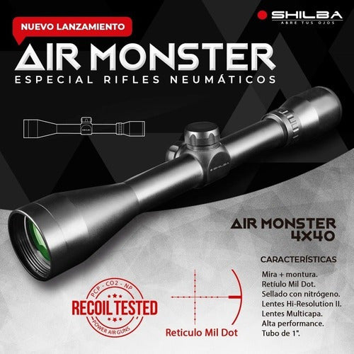 Shilba Air Monster 4x40 mm Mil Dot Rifle Scope with Rings 1