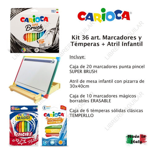 Kit 36 Carioca Art Children's Easel Markers and Tempera Set 1