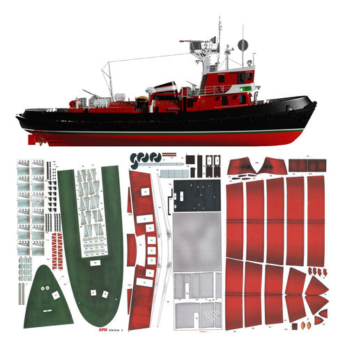 Strazak Paper Model 3 Tugboat Scale 1:50 Papercraft (Email Delivery) 0