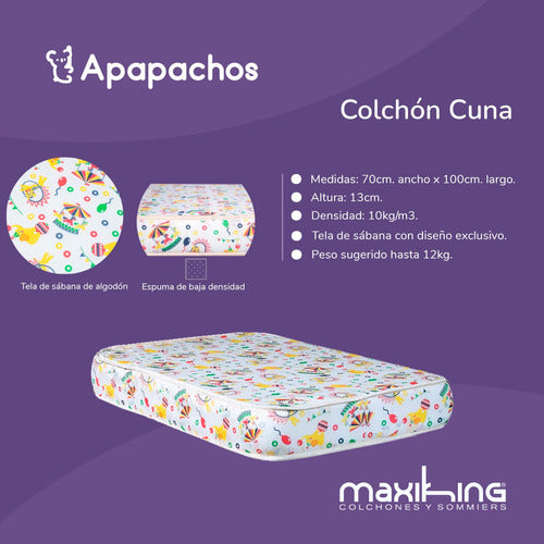 Maxiking Colchon De Cuna Con Medidas 70x100x13cm De Espuma 1