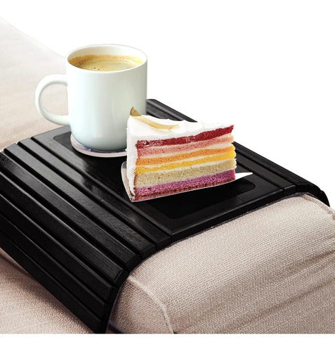 Mesa De Apoyo De Bambu Para Brazo De Sofa Negra 0