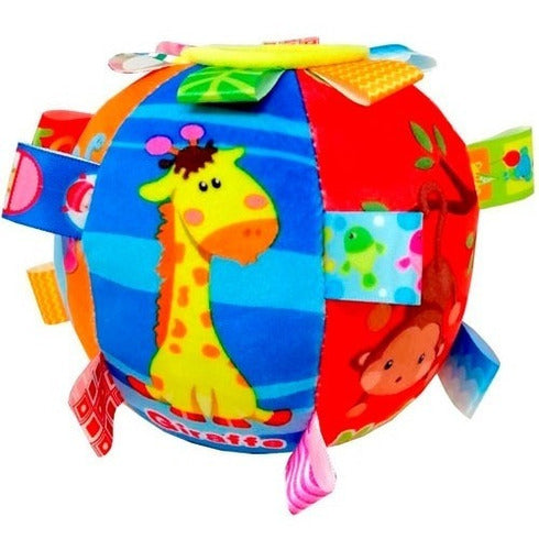 Pelota Soft De Tela Didáctica Con Animales Para Bebe Sonidos 0