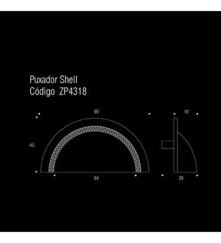 Puxador Shell 64mm Níquel Velho Zen Design 2