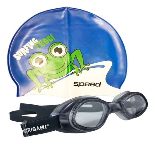 Origami Kids Swimming Kit: Goggles and Speed Printed Cap 40
