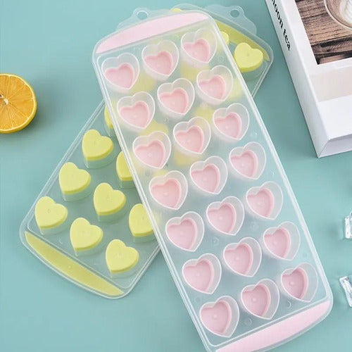 Ice Cube Tray 18 Heart-Shaped Plastic Cubes Pack of 3 3