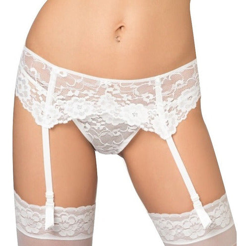 Malena Fantasy Lingerie Suspender Belt and Stockings Set 4