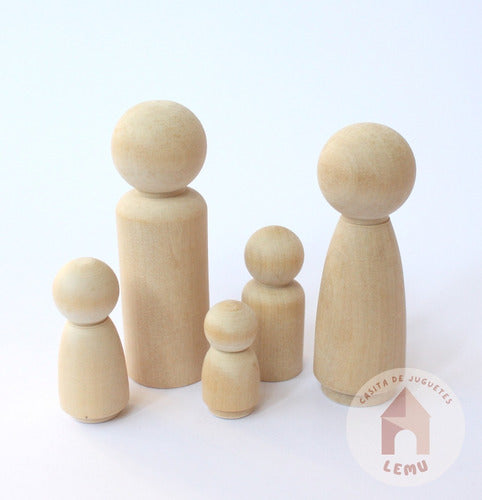 Muñecos De Madera Natural Peg Dolls X 5 Familia Constelacion 1