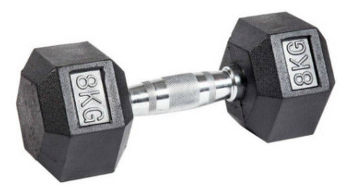 G-Fitness Hexagonal Rubber Coated Dumbbell 8kg Each 0