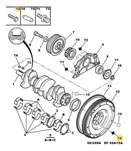 Peugeot Bulon Volante Motor Citroen 09 X 100 X 22 Dw8 / Hdi 3