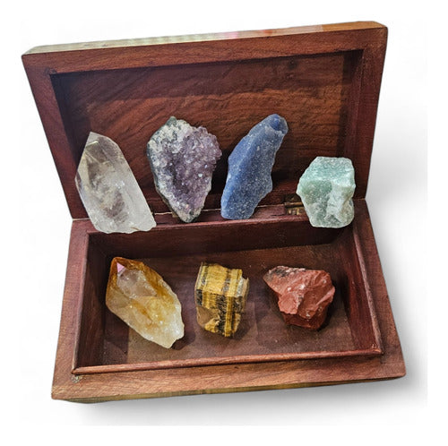 Premium 7 Chakras Energetic Stones Set + Wooden Box 1