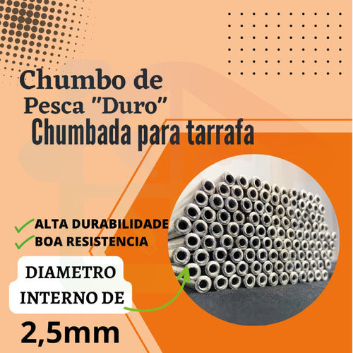 Chumbada Chumbo P/ Tarrafa, Pesca 12cm Fino Pacote 3kg 1