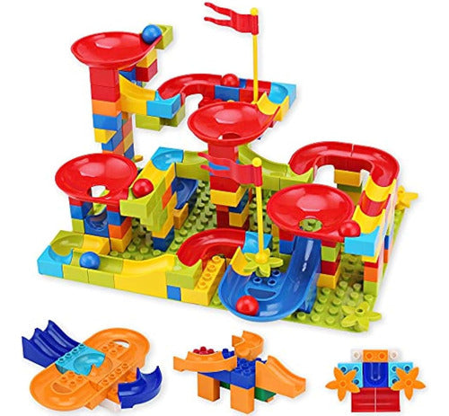 162 Pcs Marble Run Building Blocks Con 6 Bolas Classic Big B 0