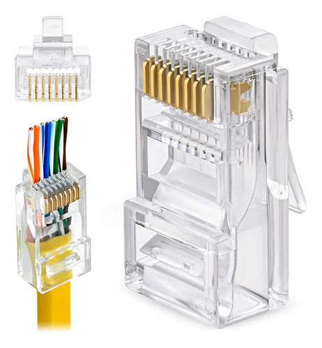 Innova RJ45 Plastic Pass Through Connector CAT 6A - 100 Units 0