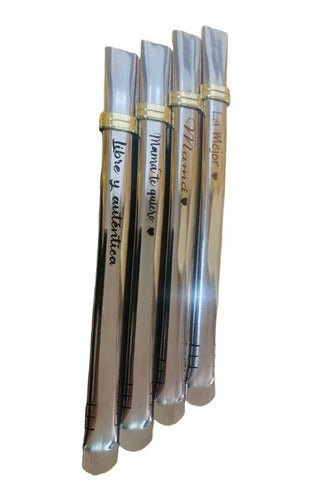 Personalized Engraved Stainless Steel Flat Straws x10 by Campero - Bombillas Plana X10 Acero Inoxidable Personalizadas Grabadas