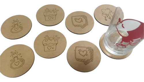 Tienda Flor Creaciones 8 Personalized Love Day Coasters - Fibrofacil 2