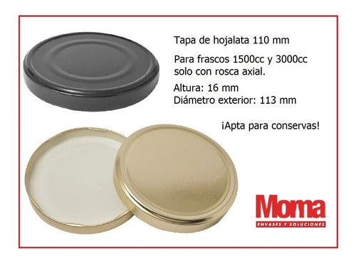 Moma Tapa Axial Hojalata Metal 110 Frasco Gigante 1500 Y 3000 X6 1