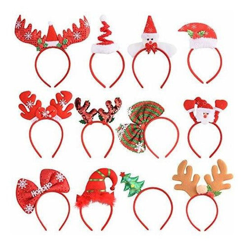 SEVEN STYLE 12 Christmas Headbands, Fun Holiday Decorations 0