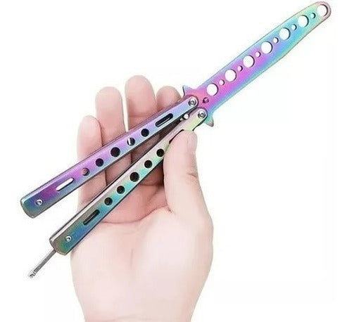 Butterfly Knife Blunt Blade Iridescent Training 0