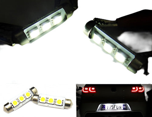 2 X 6418 6411 Canbus Blanco 3 Smd Led Placa Luz Festoon Para 0