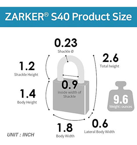 [zarker S40] Candado De Acero Inoxidable - Candado Antióxido 3