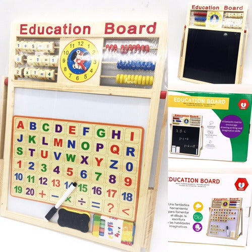 TGIMPORTACION Double-Sided Magnetic Teaching Board with Chalk and Marker for Kids 7