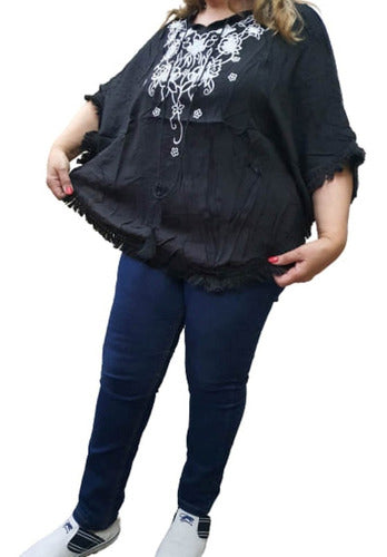 XX Blusa-Poncho Importada Bordada T XL A 4XL 1