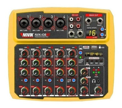 Novik Neo Mixer Consola Nvk-i08bt 8 Ch Usb Rec&play Amarillo Gfx 1