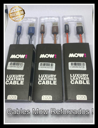 MOW! Luxury Leather Cable for iPhone iPad, Reinforced Quick Charge Metal 1m 8