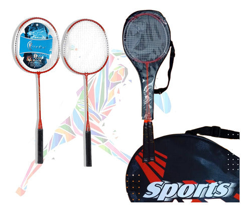 Kit Badminton 2 Raquetes + 12 Petecas C/ Bolsa Kit Completo 6