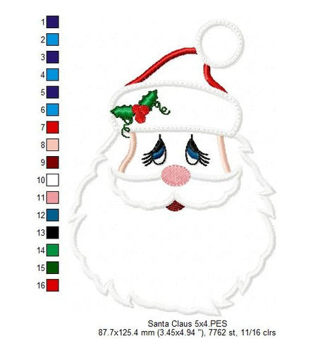 Christmas Santa Claus Face Embroidery Machine Design 1840 1