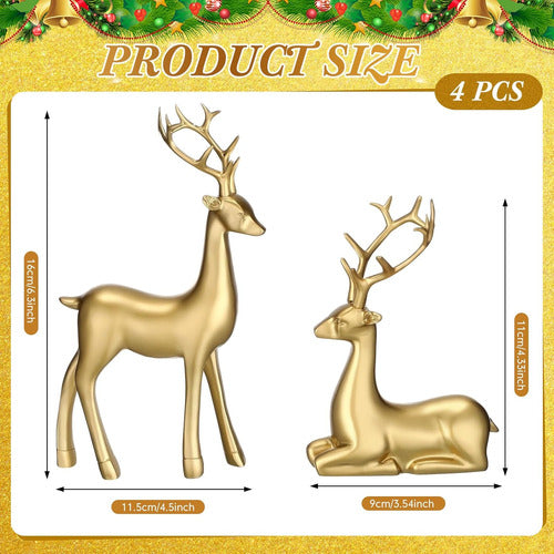 HERMES SHOP Golden Deer Statues Set for Home Decoration 1