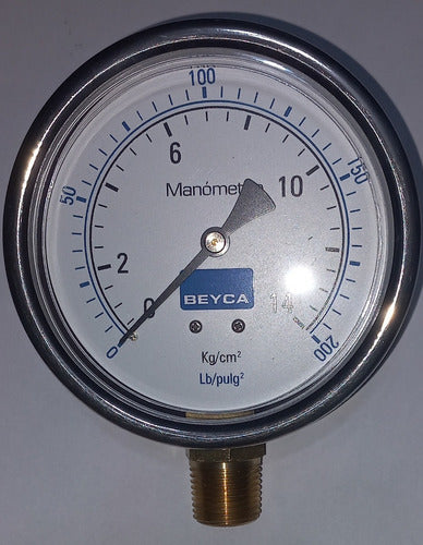 Manometro Beyca  100mm 1/2 Inf. 0-4 Kg Sifon Glicerina 1