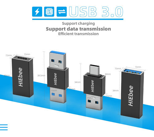 Hiebee Adaptador Usb 3.0 A A Macho Macho, Adaptador Usb Hemb 2