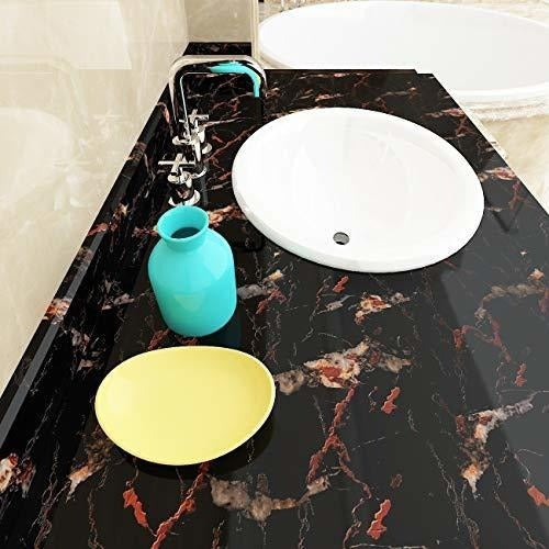 Livelynine Peel And Stick Black Marble Wallpaper for Countertops 1