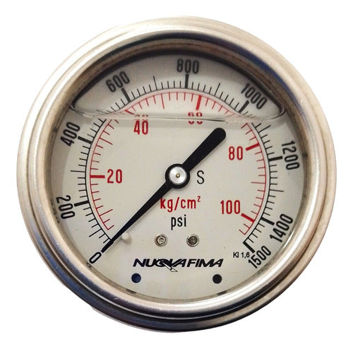 Nuova Fima Manómetro Mgs10/2/d/c 23m 0 - 100 Kg/cm2 - Psi 0