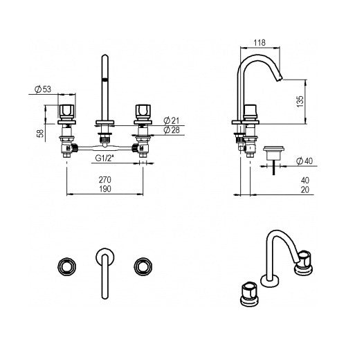 Hidromet Semplice 7001CRCR Bathroom Sink Mixer 1