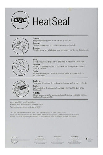 GBC Heatseal Ultraclear Thermal Laminating Pouches Menu 1