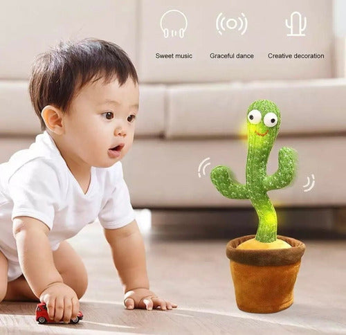 Dancing Singing Cactus Toy with Voice Repeat and Lights - TikTok 1