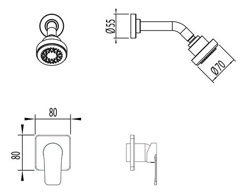 Griferia Combo Ducha S/transf+lavatorio Hidromet Small Cromo 2