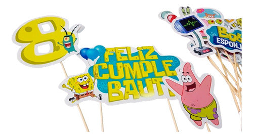 Adorno Deco Torta Bob Esponja Personalizado Cake Topper 0