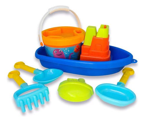 Duravit Beach Toy Set: Boat, Bucket, Shovel, Rake, Colander, and Mold 0