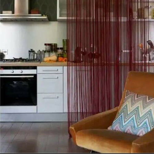 Set of 2 Fringed Curtain Panels Glass Thread Room Divider Decorations 2x2m 32