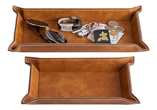 Navaris Synthetic Leather Tray Set - 2 Organizer Trays 4